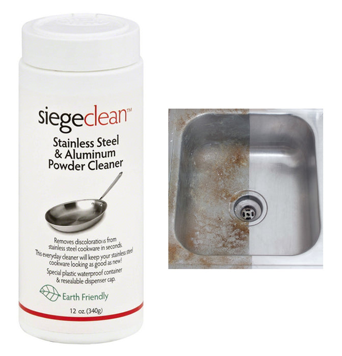 Siege Clean Stainless Steel Aluminum Powder Cleaner Polish Sink Shine Pan 12Oz