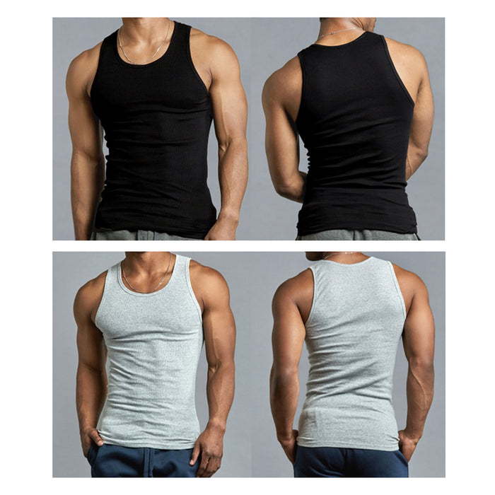 24 X Mens Tank Tops 100% Cotton A-Shirt Ribbed Pack Undershirt Black Gray Large