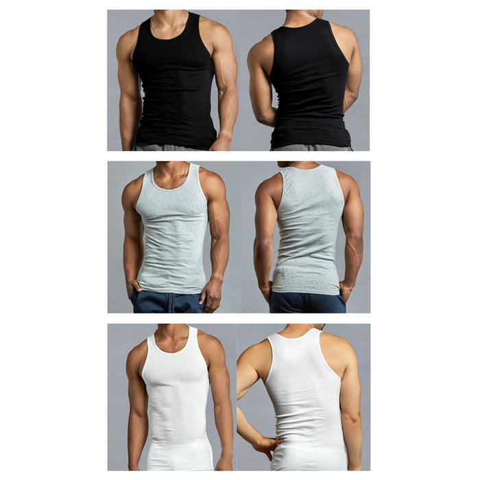 6 Mens Tank Top Muscle Gym Sleeveless Plain T-Shirts Tee A-Shirt 100% Cotton Med