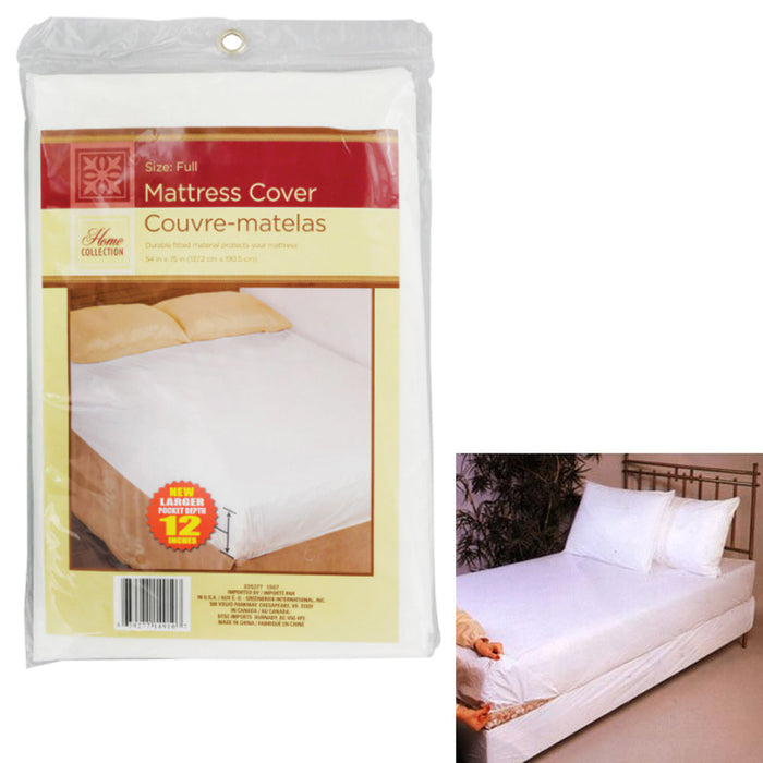 Full Size Mattress Pad Cover 12" Depth Waterproof Plastic Bed Bug Dust Allergens
