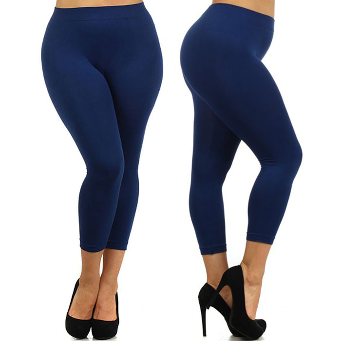 3 Pc Women Leggings Plus Size Stretch Capri Soft High Waisted Tummy Control Yoga