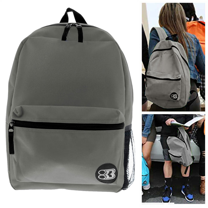 24 Pc Bulk Backpacks School Book Bag Travel Sports Back Pack Wholesale Gray 16"