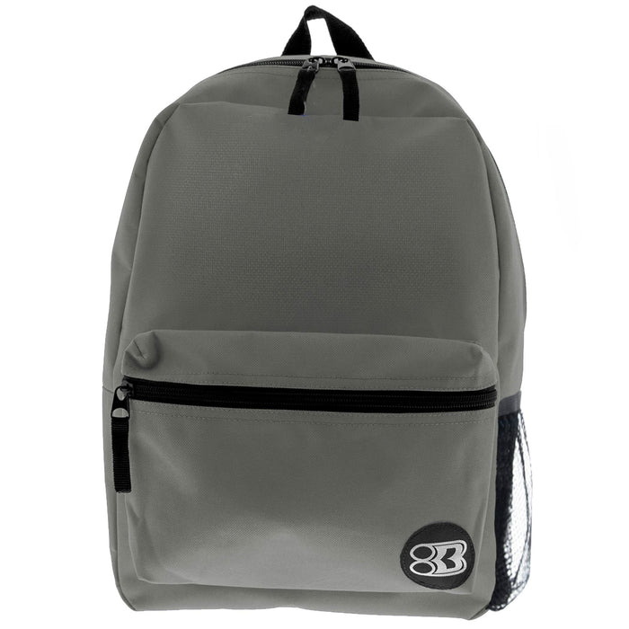 1 Gray Backpack School Book Bag Hiking Camping Travel Sport Back Pack Unisex 16"