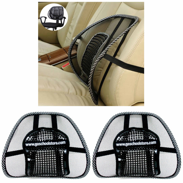 2 Pc Cool Vent Cushion Mesh Back Lumbar Support Car Office Home Chair Seat Black