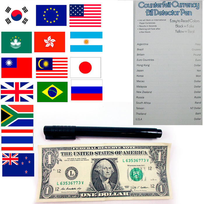 5 Smart Money Counterfeit Bill Checker Fake Money World Wide Detector Tester Pen