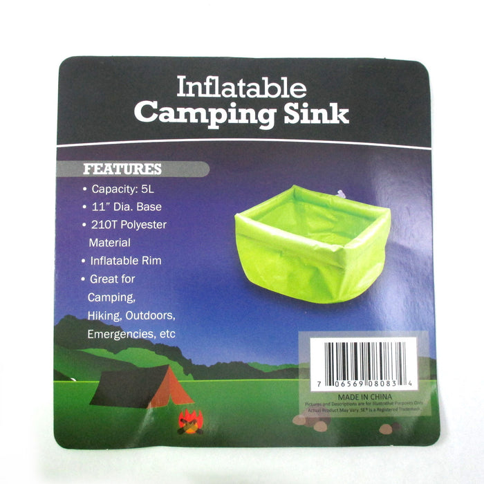 Portable 11" Inflatable Camping Sink 5L Wash Basin Folding Bucket Travel Outdoor