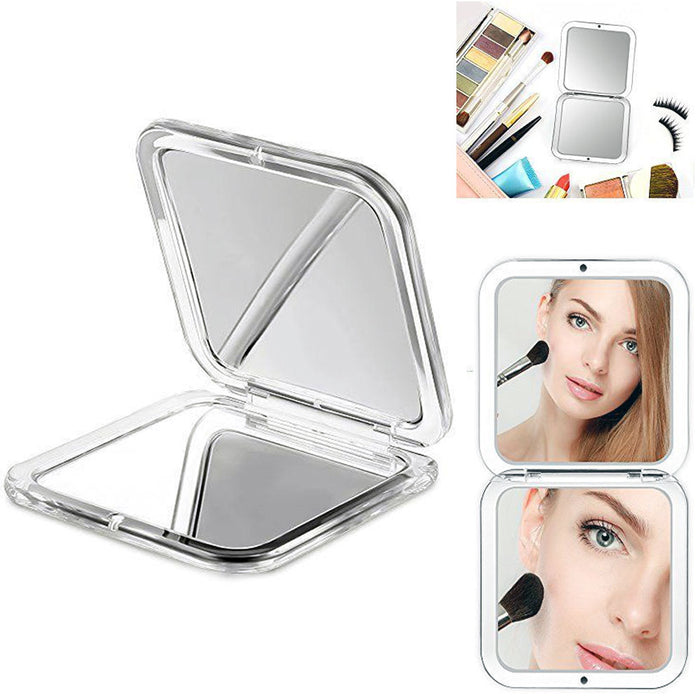 1 Double Sided Folding Mirror Compact Magnifying Travel Cosmetic Makeup Handheld