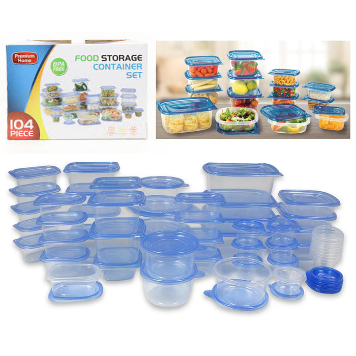 104 Pc Food Storage Container Set Lids BPA Free Meal Prep Kitchen Plastic Dish