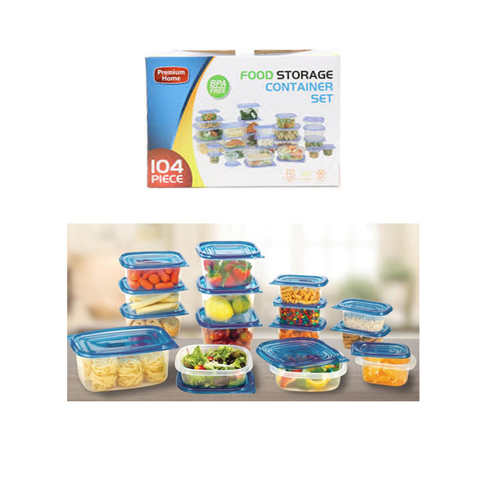 104 Pc Food Storage Container Set Lids BPA Free Meal Prep Kitchen Plastic Dish