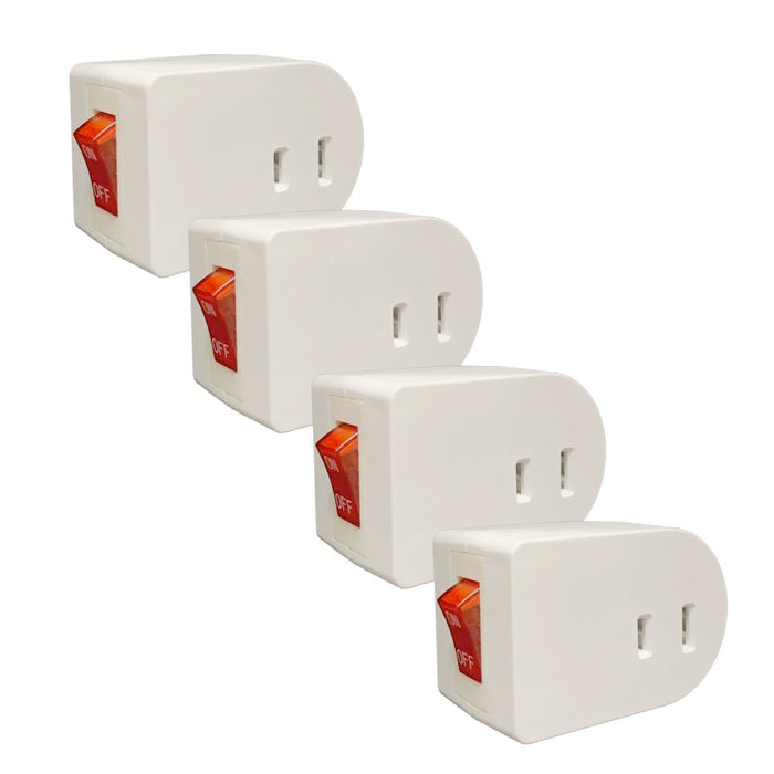 4 Pack Single Port Power Adapter Red Indicator On Off Switch Lighted Outlet