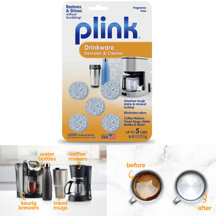 5X Plink Drinkware Descaler Tablets Cleaner Dissolve Tabs Descaling Coffee Maker