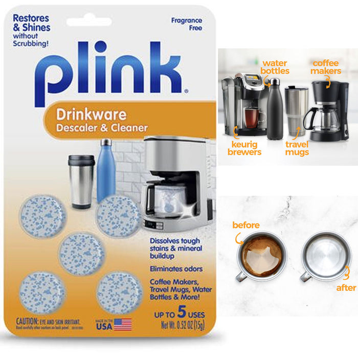 5X Plink Drinkware Descaler Tablets Cleaner Dissolve Tabs Descaling Coffee Maker