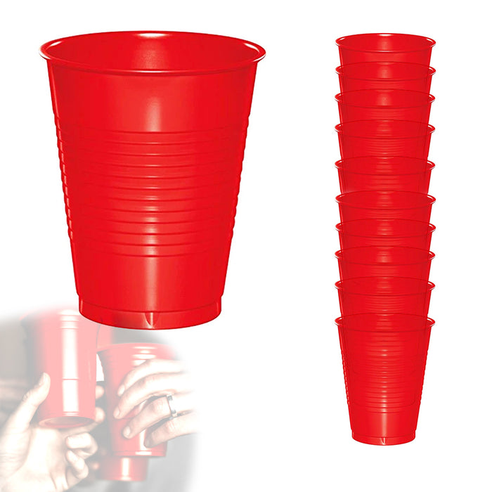 Blue Large Plastic Cups 16 oz Reusable Big Party Disposable Hard Holiday 16 Pcs