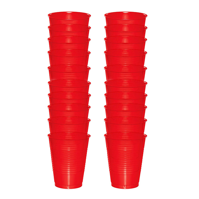 32PC Disposable Party Cups Red Cup Drinking Plastic 16oz Home College Heavy Duty