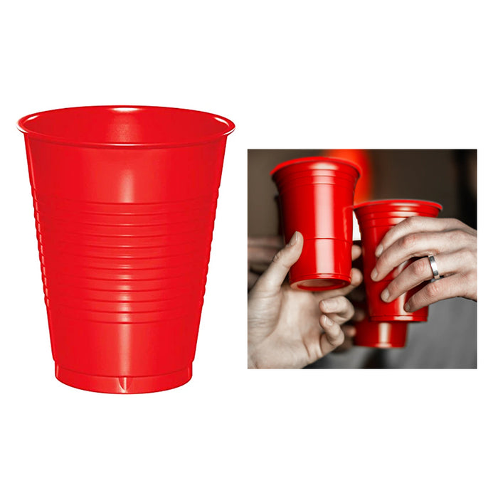 32PC Disposable Party Cups Red Cup Drinking Plastic 16oz Home College Heavy Duty