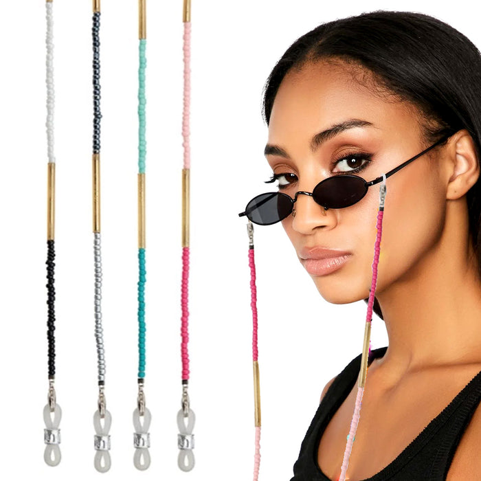 1 Fashion Beaded Eyewear Retainer Eyeglass Sunglass Neck Gold Chain Holder Strap