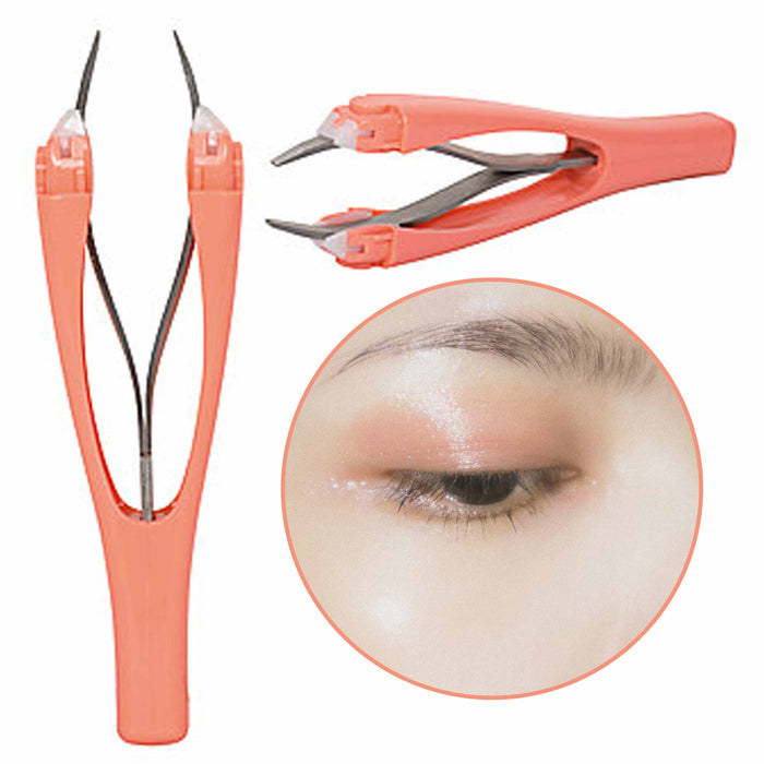 2 Pc Professional Tweezers Stainless Steel Slanted Tip Automatic Pluck Eye Brow