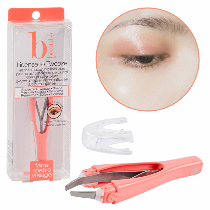 1 Pc Tweezers Slanted Tip Precision Automatic Eye Brow Pluck Hair Makeup Tool