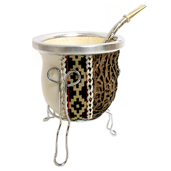 ARGENTINA MATE GOURD YERBA TEA CUP WITH STRAW BOMBILLA HANDMADE DETOX DRINK 2979