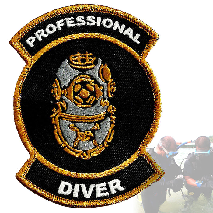 Professional Diver Patch Scuba Diving Embroidered Iron On Hat Helmet Emblem MKV