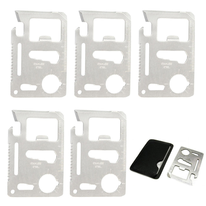 5PCS Multi Tool Hunting Survival Camping Pocket 11in1 Military Credit Card Knife