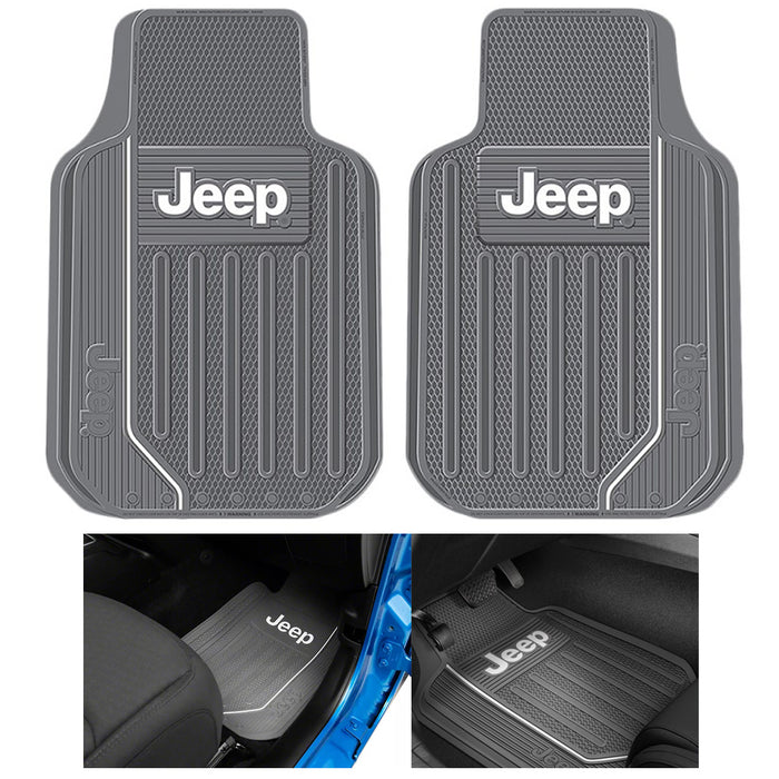 2 Pc Jeep Floor Mats Car All Weather Rubber Heavy Duty Protection Auto Van Grey