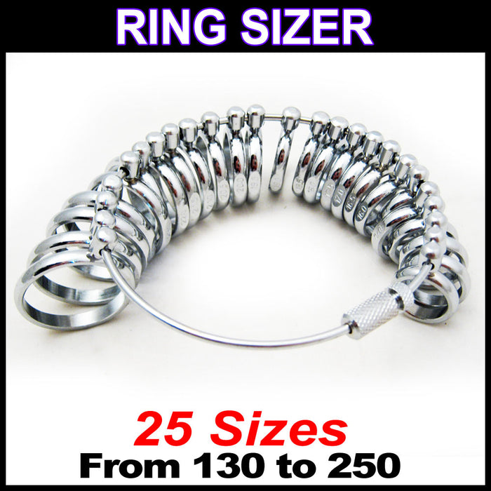 Metal Finger Gauge Set Ring Sizer Wide Band Graduated 130 - 250 Measuring Finger