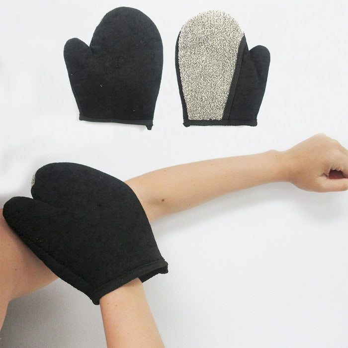 2 Pc Bath Glove Back Strap Wash Exfoliating Body Scrub Sponge Loofah Scrubber