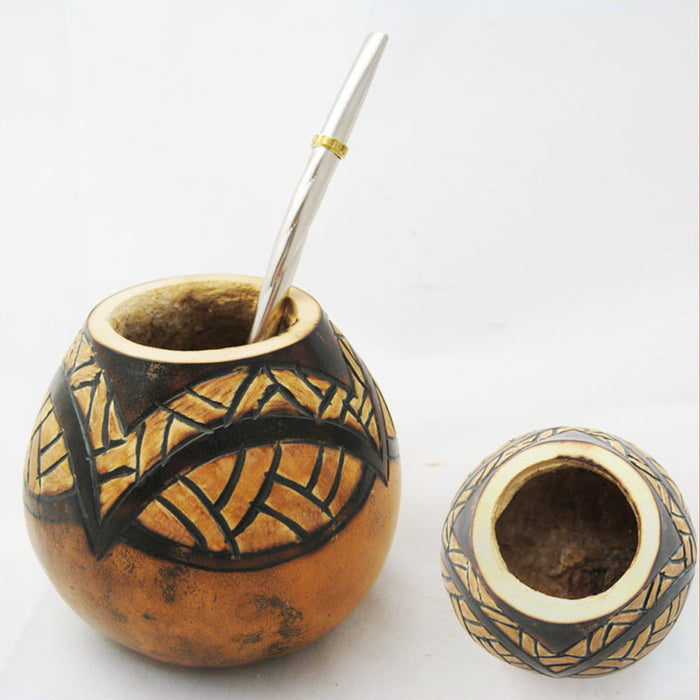 ARGENTINA MATE GOURD YERBA TEA STRAW BOMBILLA HANDMADE HEALTHY DETOX DRINK 7997
