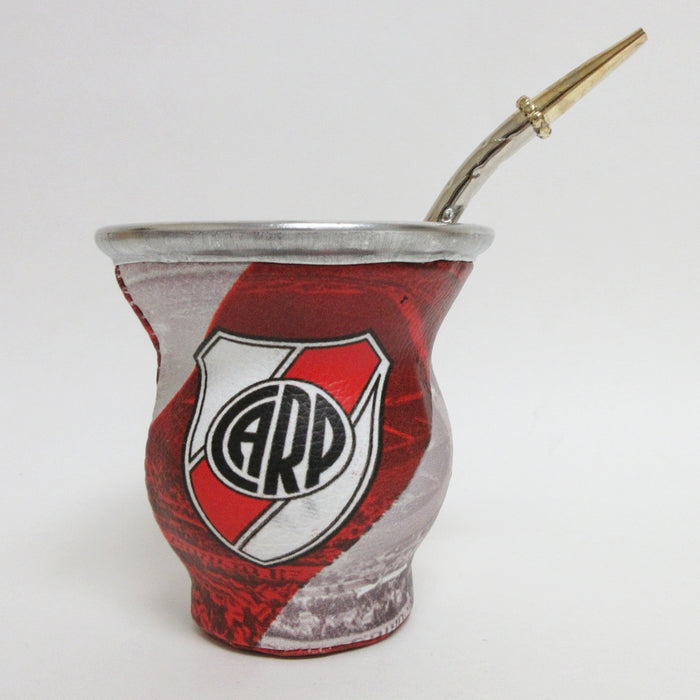 River Plate Argentina Mate Gourd Glass Cup W/ Bombilla Straw Tea Drink Kit 5652