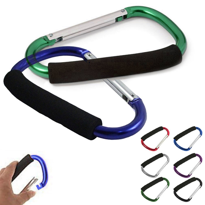 2 Jumbo Aluminum Carabiner Large D-Ring Snap Hook Key Chain Cushion Grip 6 1/2"