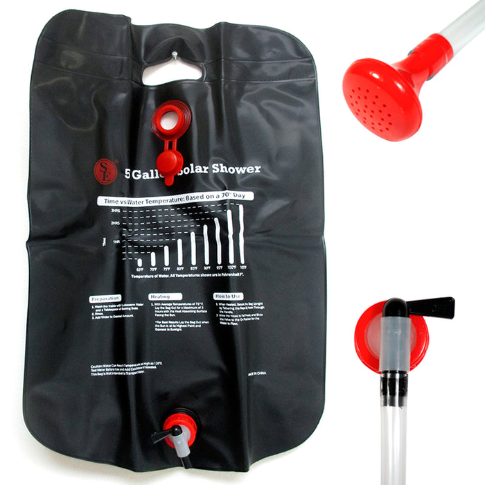 5G Portable Outdoor Shower Solar Heating Pipe Bag Water Camp Hiking Heated Bath