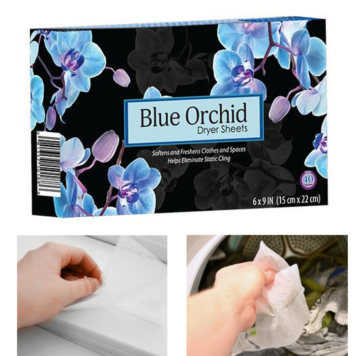 Fabric Softener Sheets 2 x 40ct Clean Soft Clothes Blue Orchid Dryer Sheet Laundry