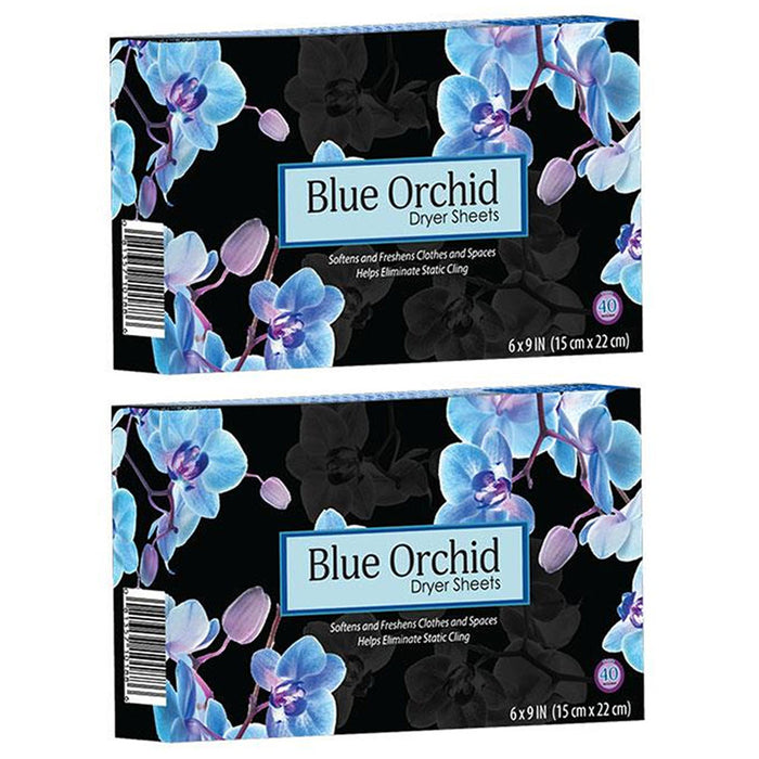 Fabric Softener Sheets 2 x 40ct Clean Soft Clothes Blue Orchid Dryer Sheet Laundry