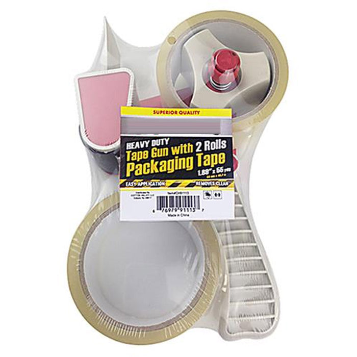 Heavy Duty Packing Tape Gun Dispenser 2 Rolls Box Packaging Shipping Hand Held