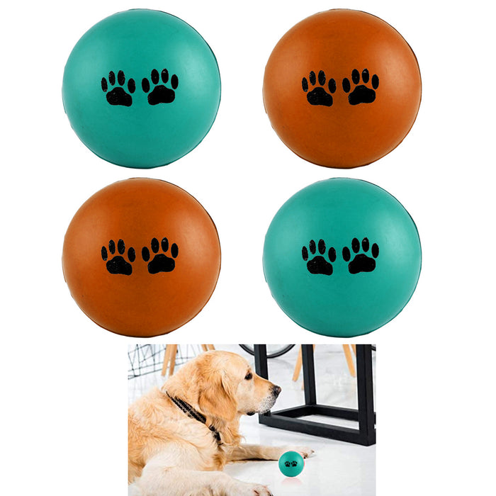 4 Pet Balls Fetch Rubber Dog Cat Toy Puppy Chase Round Play Rattle Colorful 2.5"