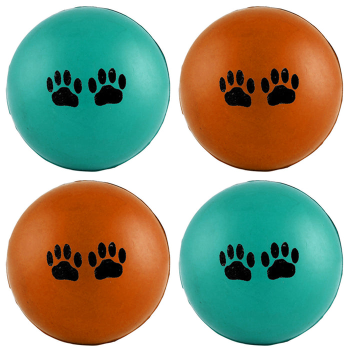4 Pet Balls Fetch Rubber Dog Cat Toy Puppy Chase Round Play Rattle Colorful 2.5"