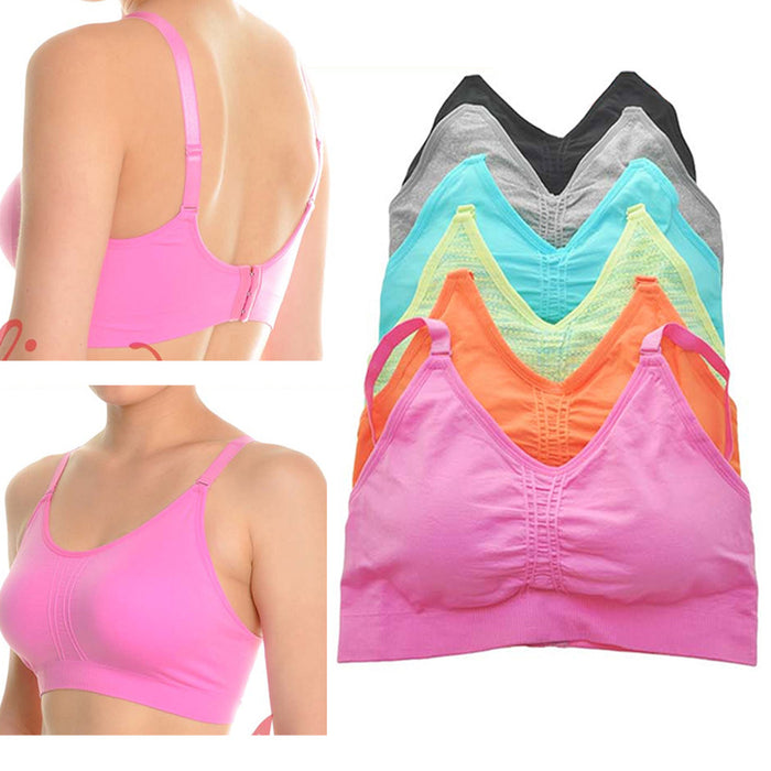 6 Wire Free Bra Seamless Bralette Wireless Stretch Adjustable Closure Women L-XL