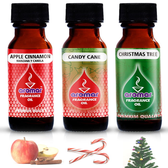 3 Aromatherapy Oils Christmas Tree Apple Cinnamon Candy Cane Fragrance Diffuser