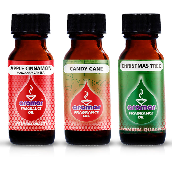 3 Aromatherapy Oils Christmas Tree Apple Cinnamon Candy Cane Fragrance Diffuser