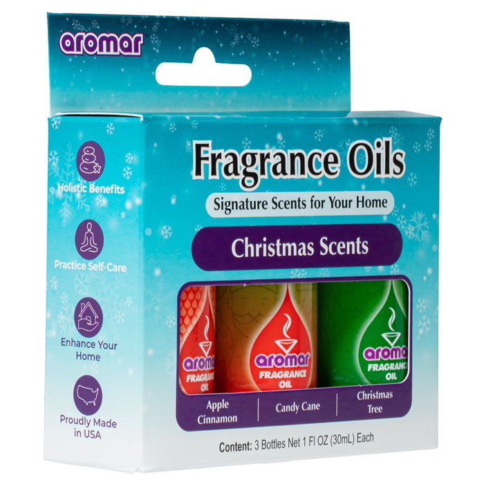 3 Aromatherapy Oils Christmas Tree Apple Cinnamon Candy Cane Fragrance Diffuser