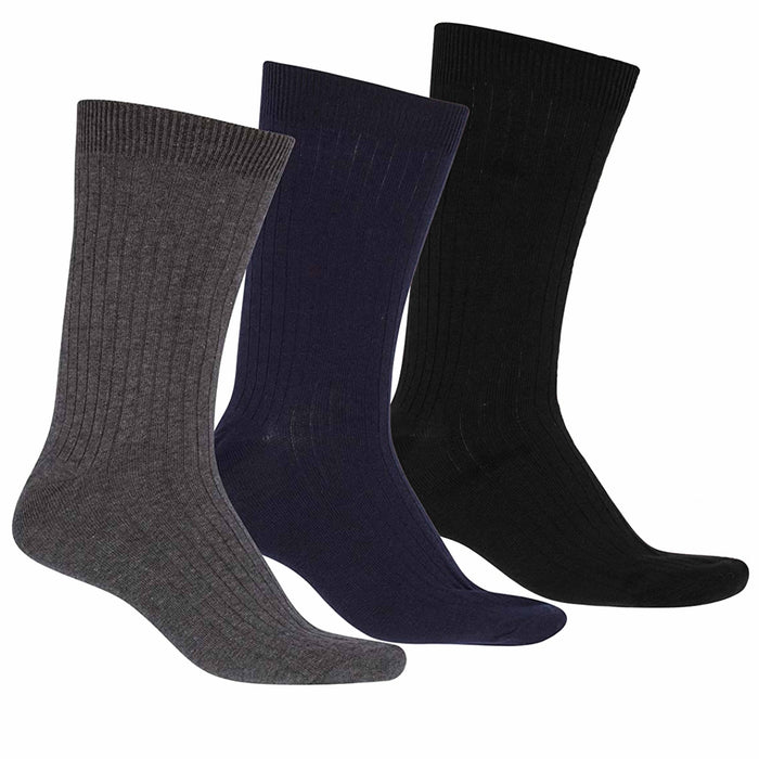 6 Pairs Mens Assorted Classic Dress Socks Ribbed Calf Casual Fashion Crew 10-13