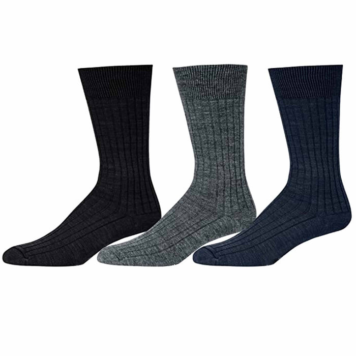6 Pairs Mens Assorted Classic Dress Socks Ribbed Calf Casual Fashion Crew 10-13