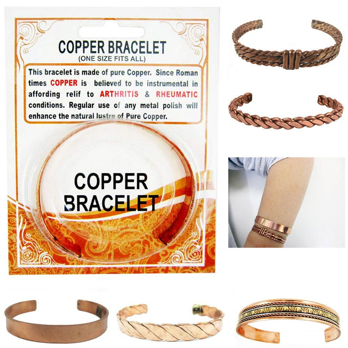 3 Indian Handcrafted Copper Keystone Bracelet Meditation Mantra Jewelry Bangles