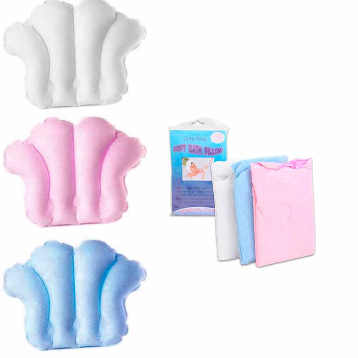 Shell Shape Terrycloth Bath Pillow Vinyl Covering Inflatable Neck Cushion Spa