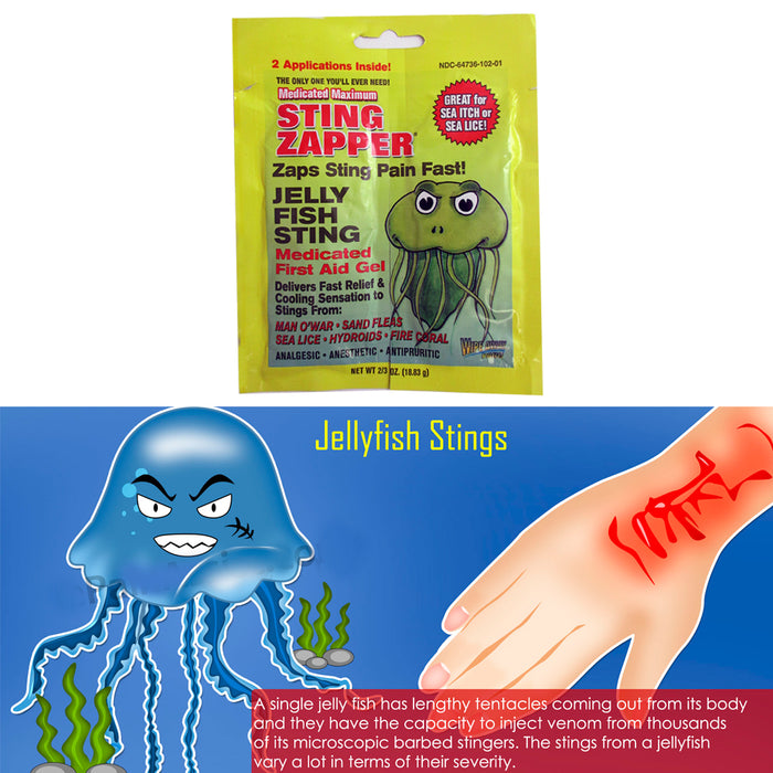 6 PC Sting Zapper Jellyfish Sea Life First Aid Medicated Gel Wipe Fast Relief