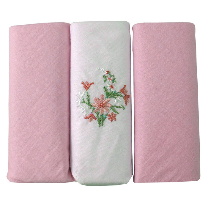 12 PC Cotton Handkerchiefs Fancy Ladies Vintage Selini Hankie Floral Embroidered