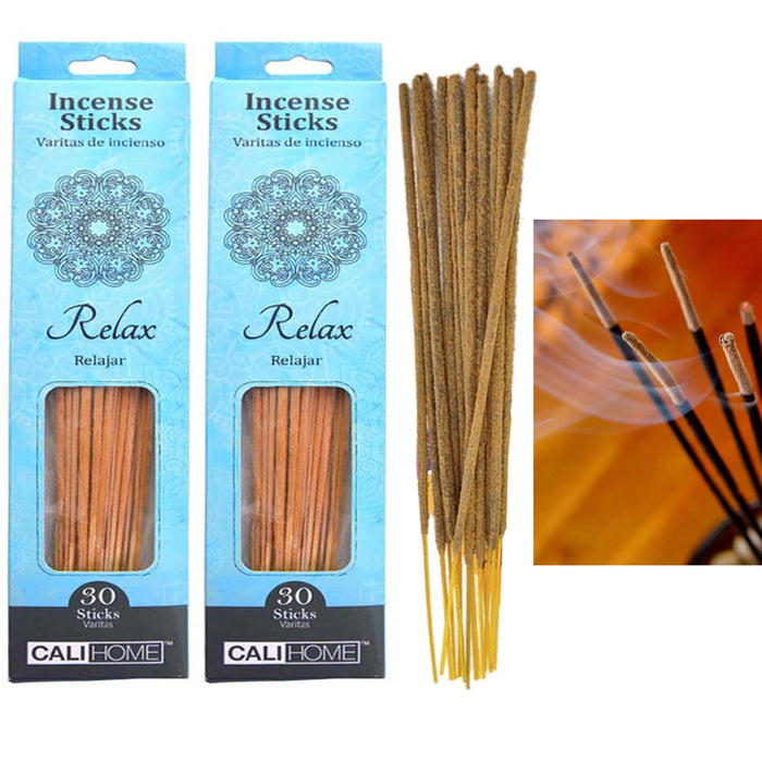 60 Relax Incense Sticks Burning Fragrance Calm Aroma Therapy Concentrated Scents