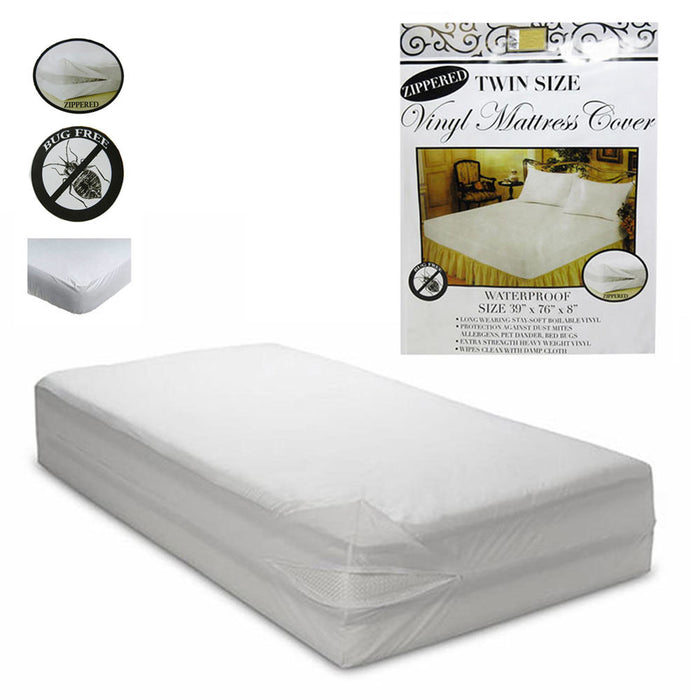 Twin Size Bed Mattress Cover Zipper Plastic Waterproof Bed Bugs Protector Mites