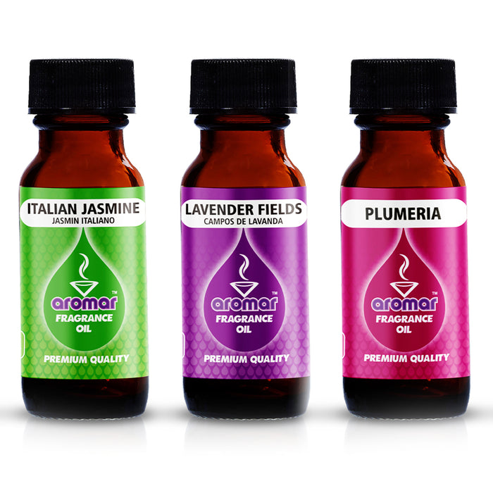 3 X Aromatherapy Set Lavender Plumeria Jasmine Flowers Fragrance Oils Diffuser